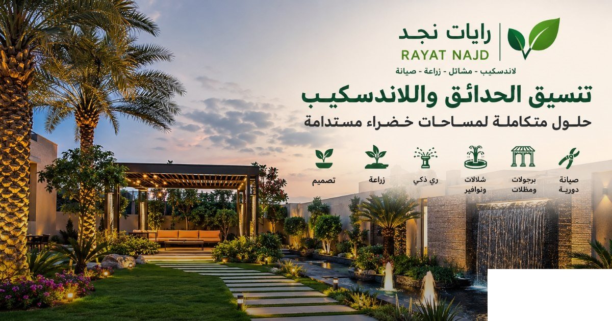 تصميم وتنفيذ الحدائق المنزلية والفلل | رايات نجد السعودية