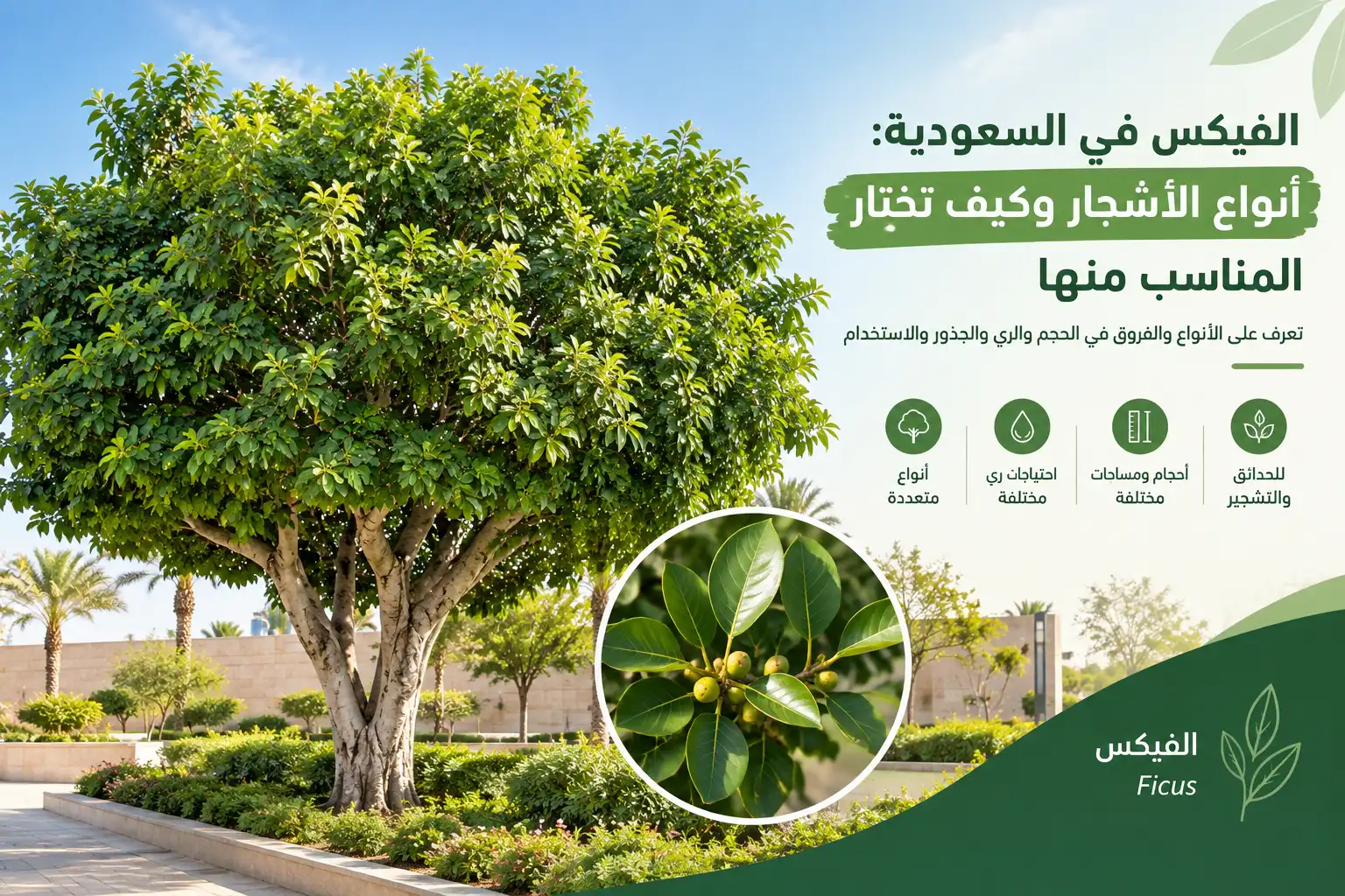 الفيكس في السعودية: أنواع الأشجار وكيف تختار المناسب منها